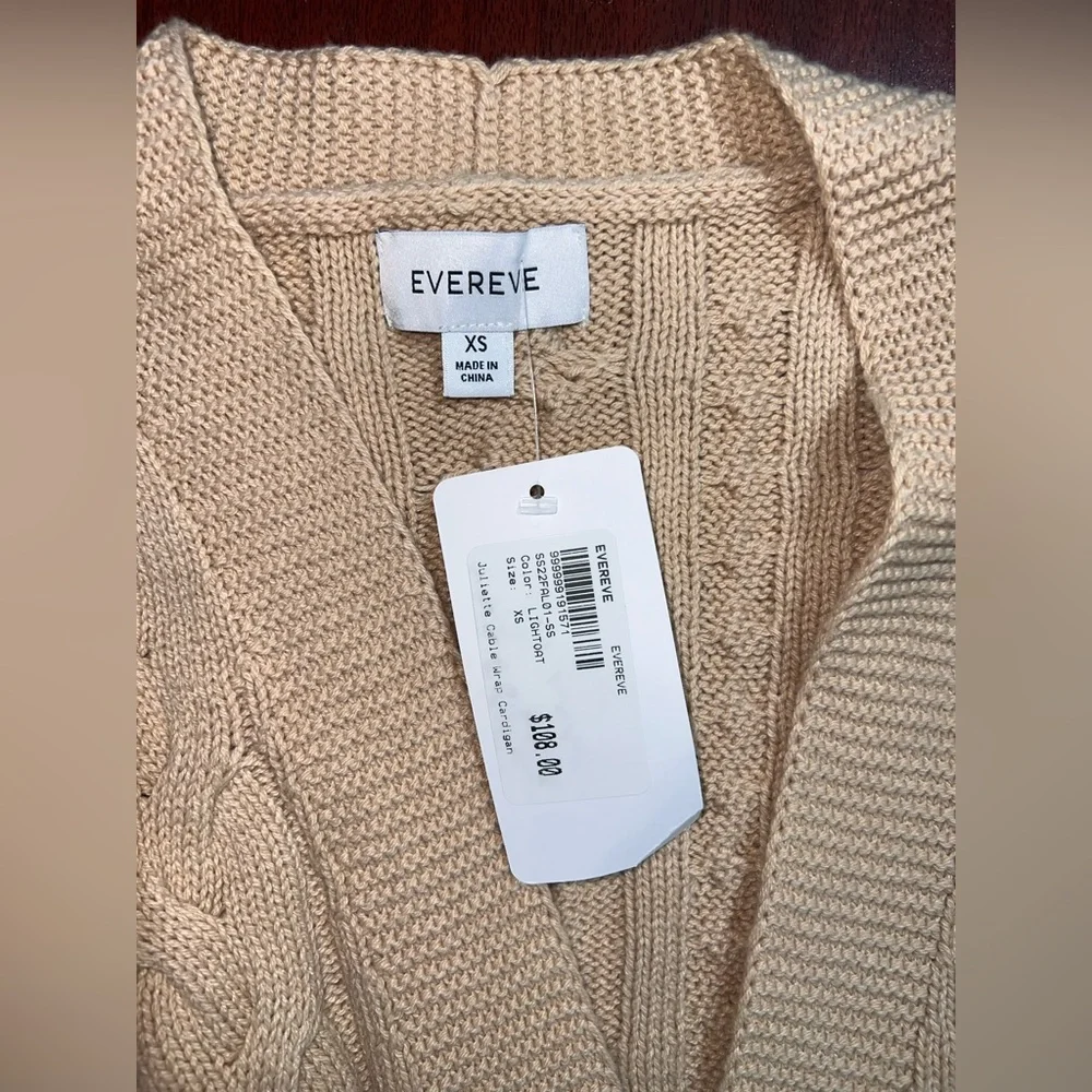 Evereve Beige Belted Cardigan Sweater - Picture 3 of 5